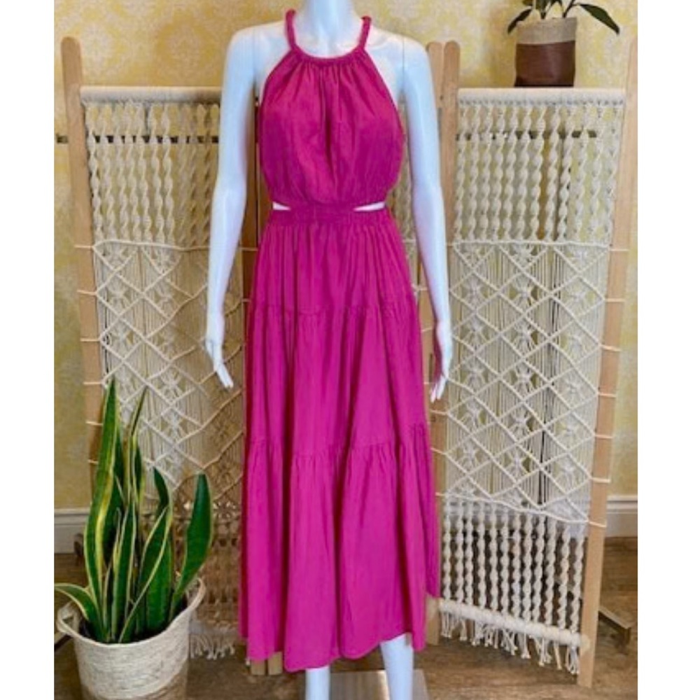 Moon River Hot Pink Midi Dress